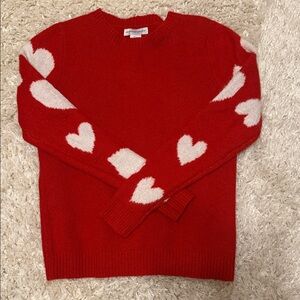 cupcakes & cashmere Red Sweater with White Heart Accents